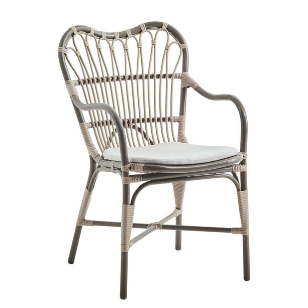 Moccachino farbener Stuhl fr den Garten mit Arm- und Rckenlehne - Gartenstuhl Finja