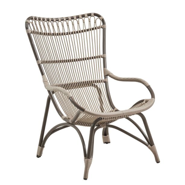 Wetterfester Loungesessel aus Alu Rattan in Moccachino - Gartensessel Elina