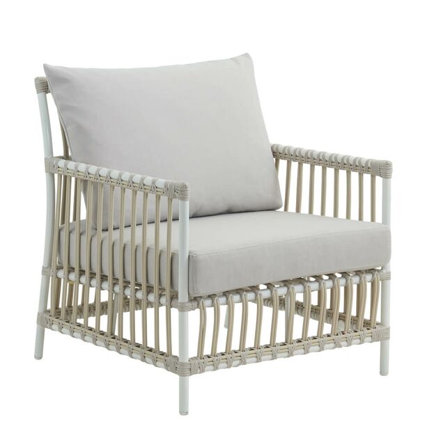 Lounge-Sessel aus Alu-Rattan in Wei mit Sitz- und Rckenkissen - Loungechair Caya / ohne Sitz- und Rckenkissen