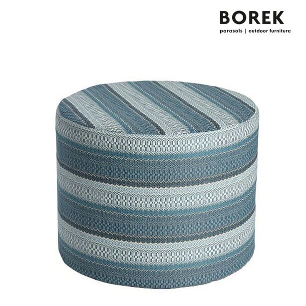 Blau gestreifter Sitzhocker von Borek aus gewebten Outdoorstoff - Desio Hocker