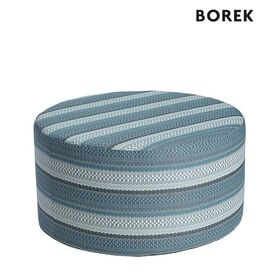 Gestreifter Borek Gartenhocker in Blau aus Outdoorgewebe...