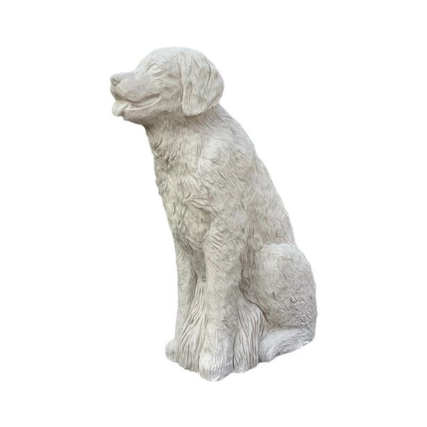 Sitzende Hundeskulptur aus Kalkstein lebensgroß - Bommel