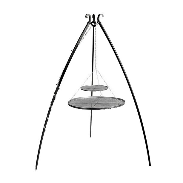 Groer Dreibein Grill mit 2 Grilletagen - Schwenkgrill aus Stahl - Syme Gartengrill
