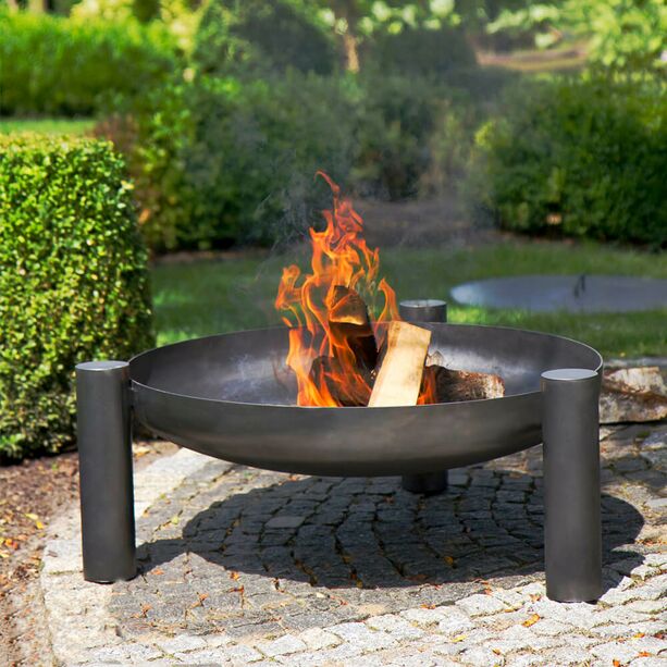 Stahl Feuerschale mit zylinderfrmigen Beinen - fr Garten und Terrasse - Ogan Feuerschale