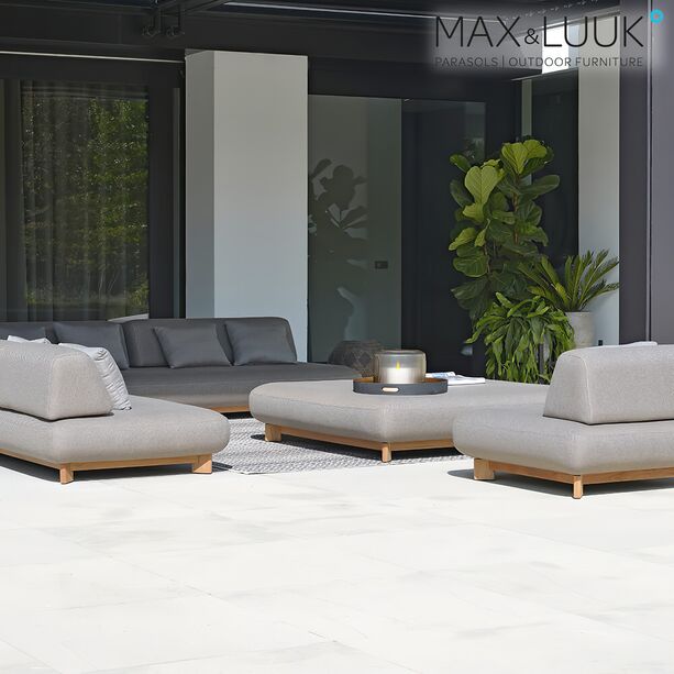 Max & Luuk 3-Sitzer Loungebank aus Teak fr die Sitzecke im Garten - Liam Loungebank
