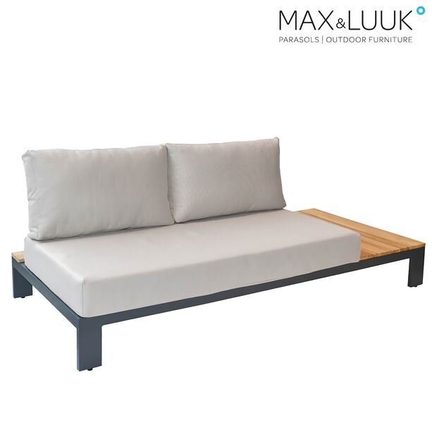 Loungebank von Max & Luuk aus Alu und Teak mit Ablageflche links - Mick Loungebank