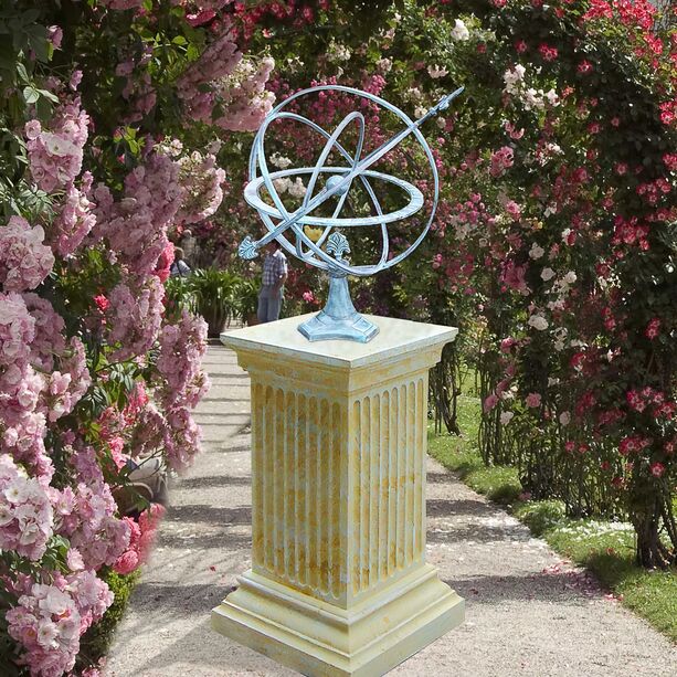 Garten Deko Armillarsphre aus Bronze mit Sockel - Kolumbus