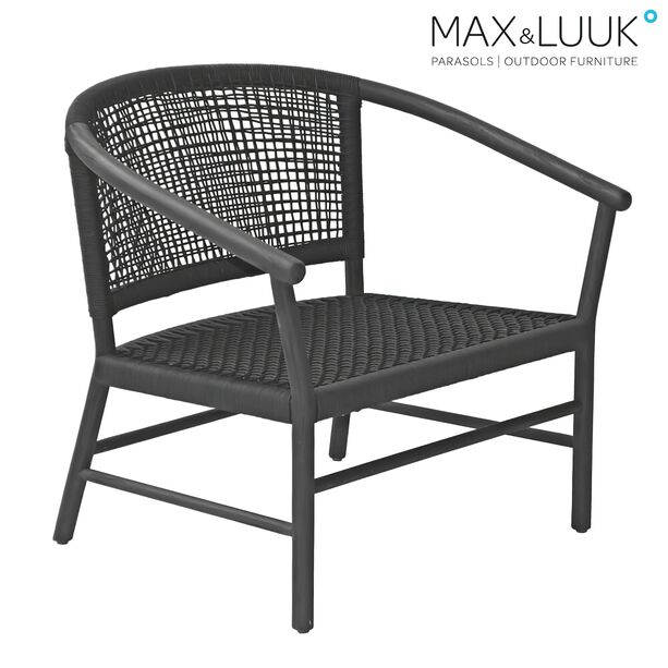 Breiter Lounge Chair aus dunklen Teakholz von Max & Luuk - Kevin Loungesessel / ohne Sitzkissen