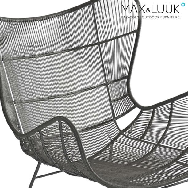 Eleganter Ohrensessel in grau von Max & Luuk mit geflochtener Sitzschale - Kim Sessel / ohne Sitzkissen