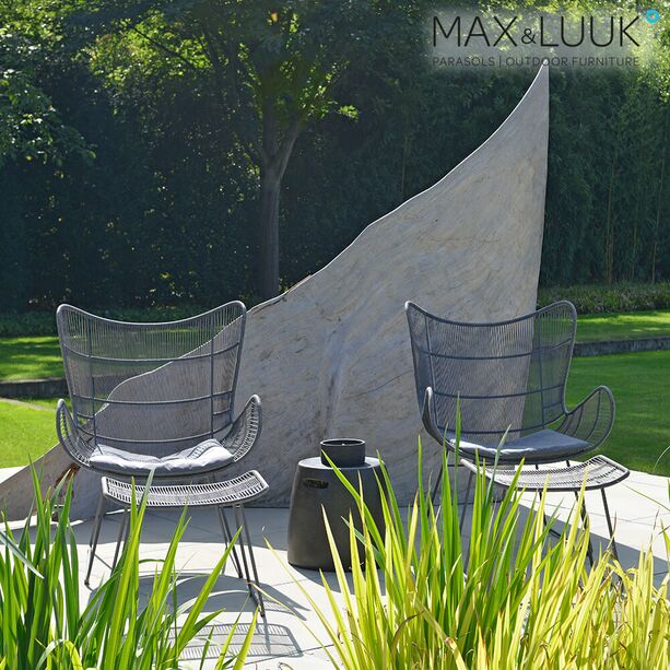 Eleganter Ohrensessel in grau von Max & Luuk mit geflochtener Sitzschale - Kim Sessel / ohne Sitzkissen