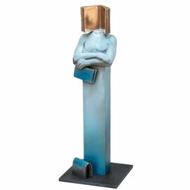 Mann Torso mit Buch als Kopf - limitierte Bronzeskulptur...