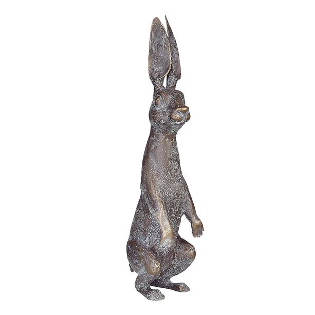 Bronze Hase mit langen aufgestellten Ohren - limitierte Tierfigur - Hase