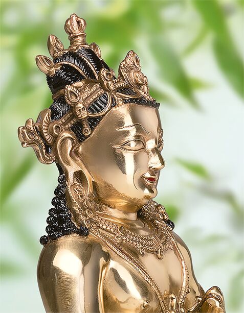 Buddhistische Gottheit als kunstvolle Bronze Skulptur  - Jambhala, Gott des Reichtums