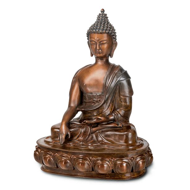 Buddha Garetnskulptur mit Handgeste Erdberhrung aus Bronze - Buddha Sakyamuni
