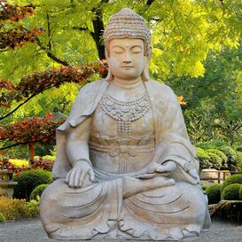 Groer Buddha sitzend Steinskulptur - Sila