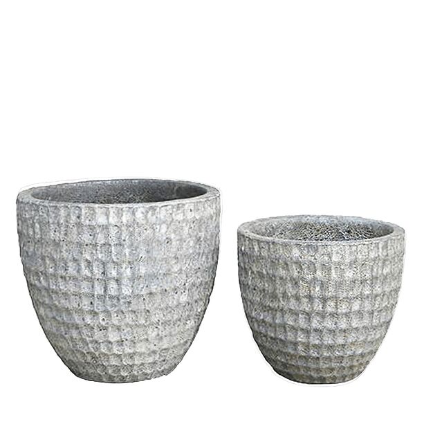 2er Set Pflanzgefe aus Keramik - Rund - Wei - Chara