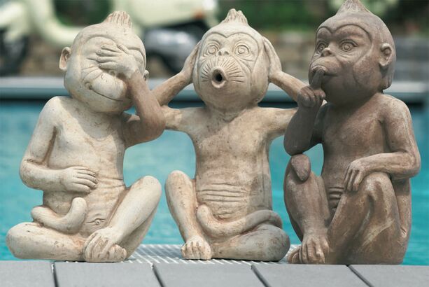 Figuren Set aus 3 Affen - Terrakotta - Nichts Sehen, Nichts Hren, Nichts Sagen - Yolandi