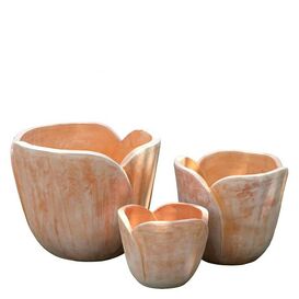 3er Set Blumentpfe - Terrakotta - Tulpenform - Doria