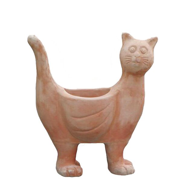 Katzenfigur als Pflanzgef - Terrakotta - Bella