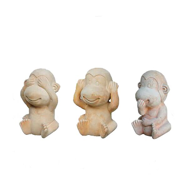 Terrakotta Figuren Affen Set - Nichts Sehen, Nichts Hren, Nichts Sagen - Taio