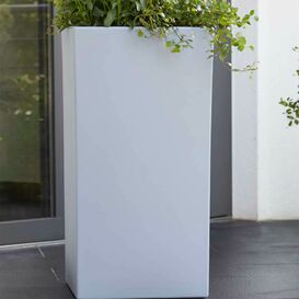 Leichte Outdoor Pflanzvase aus Kunststoff - Eckig - Grau...