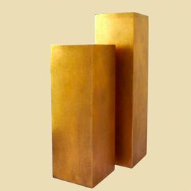 Eckige Deko Sule aus Polystone - Gold - Indoor - Lunis