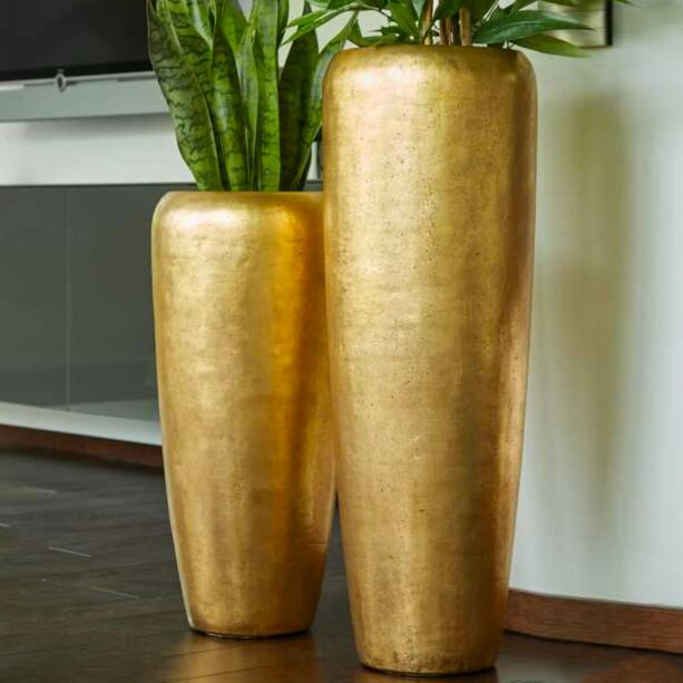 Indoor Vase aus Polystone - Gold - Mit Einsatz - Rund - Glatte Oberflche - Azulie