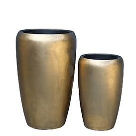 2er Set goldene Vasen mit Einsatz aus Polystone - Indoor...