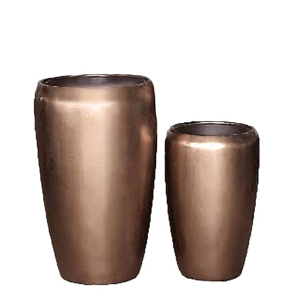 2er Set Vasen aus Polystone - Indoor - Bronze - Rund - Mit Einsatz - Hamid