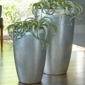 2er Set Vasen aus Polystone - Indoor - Silber -Mit...