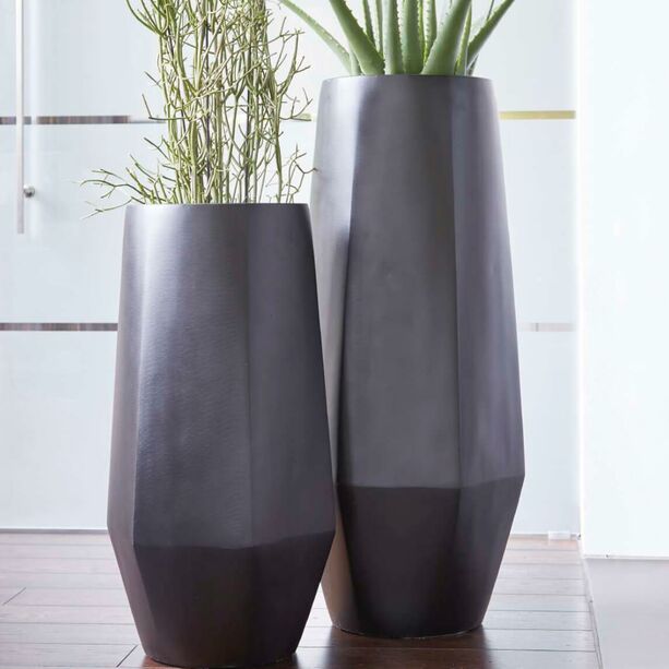 XXL Pflanzvase mit Einsatz - Polystone - Schwarz - Modern - Ivie