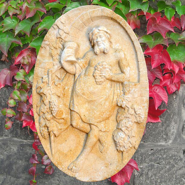 Bacchus Wand Relief aus Stein - Vinoso