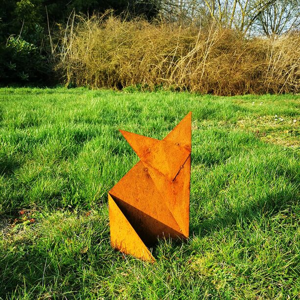 Origami Skulptur Fuchs in Rostoptik fr den Garten - Fuchs Elias