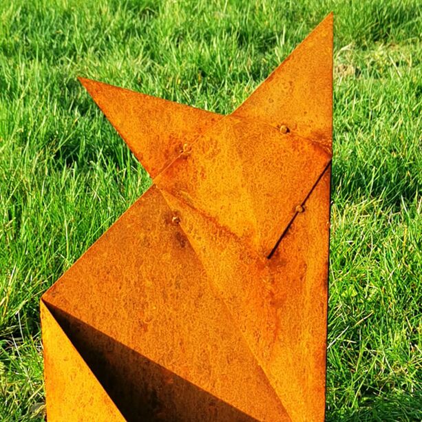 Origami Skulptur Fuchs in Rostoptik fr den Garten - Fuchs Elias