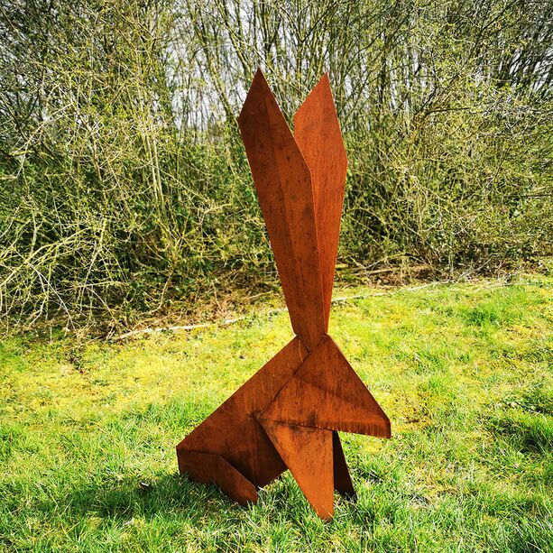 Origami Hase aus Metall als Gartendekoration - Hase Jannis / 110x66cm (HxB)