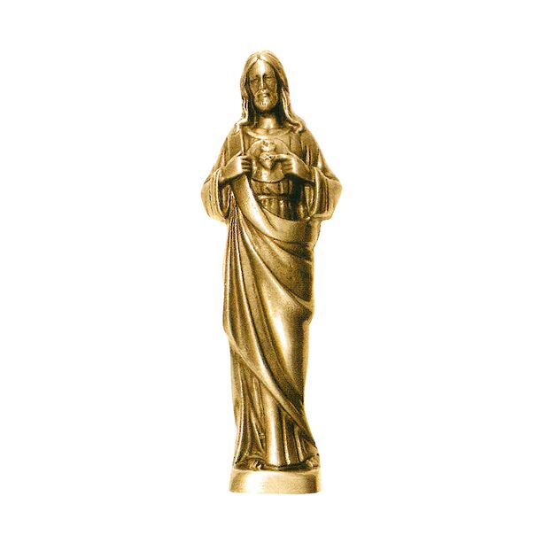 Klassische Jesus Gartenfigur aus Bronze mit Herzornament - Jesus mit Herz