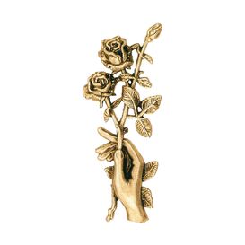 Hand hlt Rosenzweig - Florales Wandrelief aus Bronze -...