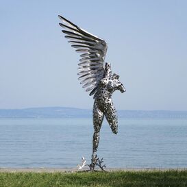 Groe Engelfigur in Edelstahl oder Rost - abstrakt -...