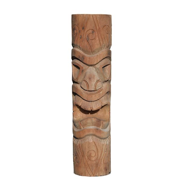 Handgeschnitzte Tiki Holzfigur mit Gesicht im Sdsee Stil - Inta