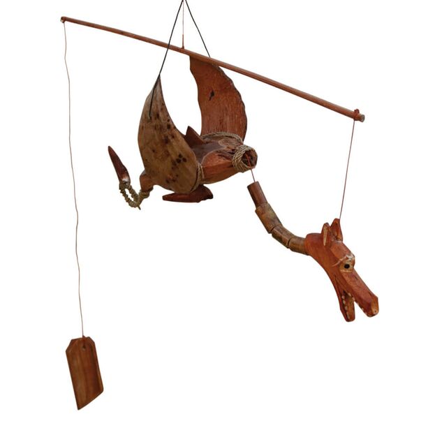 Aufflliges Windspiel in Drachenform aus Bambusholz - Komang