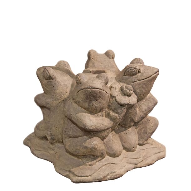 Kunstvoller Schirmstnder aus Steinguss mit vier Froschfiguren - Ketut