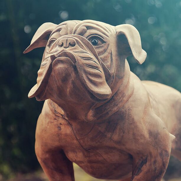 Stehende Dekofigur Bulldogge aus Suarholz - handgeschnitztes Unikat - Malu