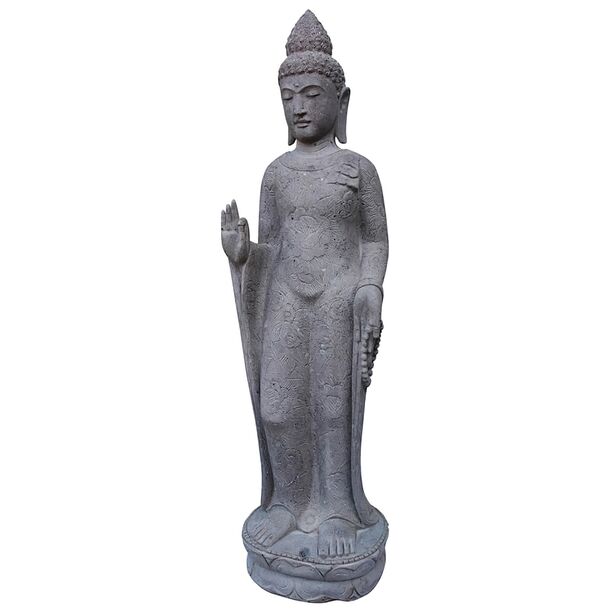 Groe Naturstein Buddha Figur mit Lehrgeste im Steinmetzhandwerk gefertigt - Dhian