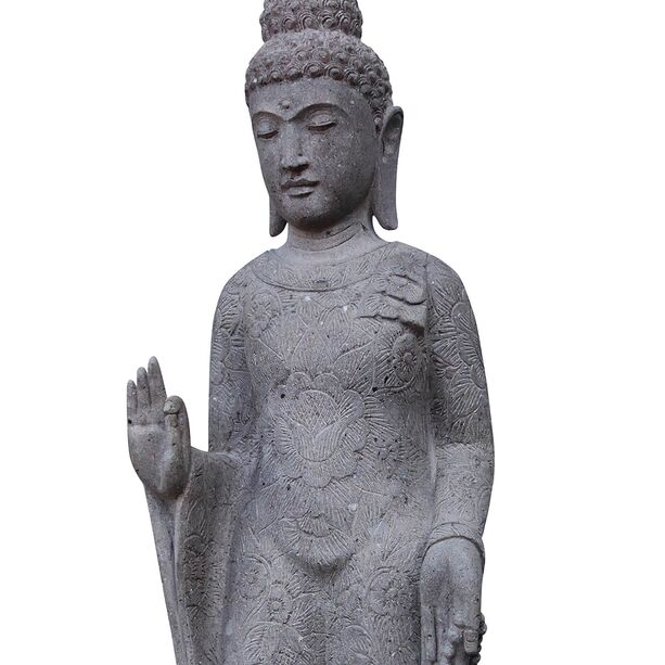 Groe Naturstein Buddha Figur mit Lehrgeste im Steinmetzhandwerk gefertigt - Dhian