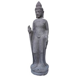 Groe Naturstein Buddha Figur mit Lehrgeste im...