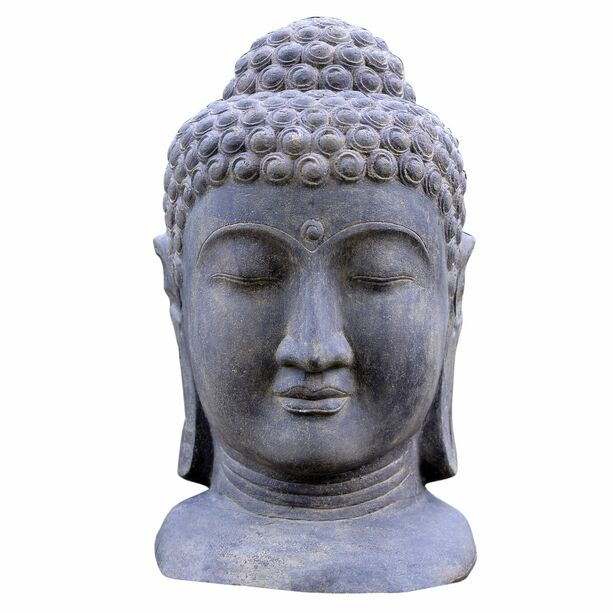 Steinguss Buddha Kopf mit geschlossenen Augen fr drauen - Domingus