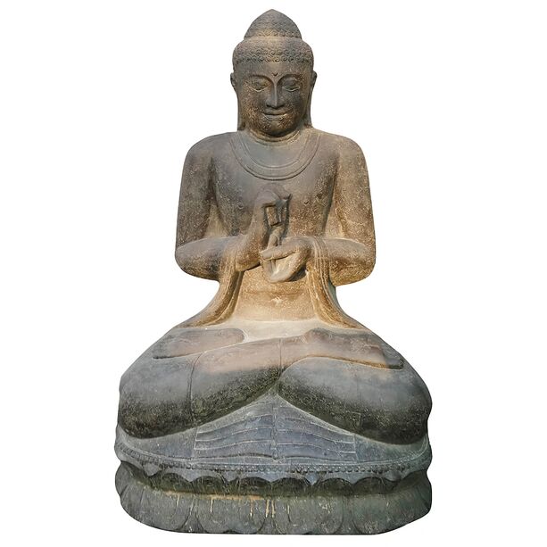 Groe Deko Buddha Figur aus Steinguss - Rad der Lehre - Shanti