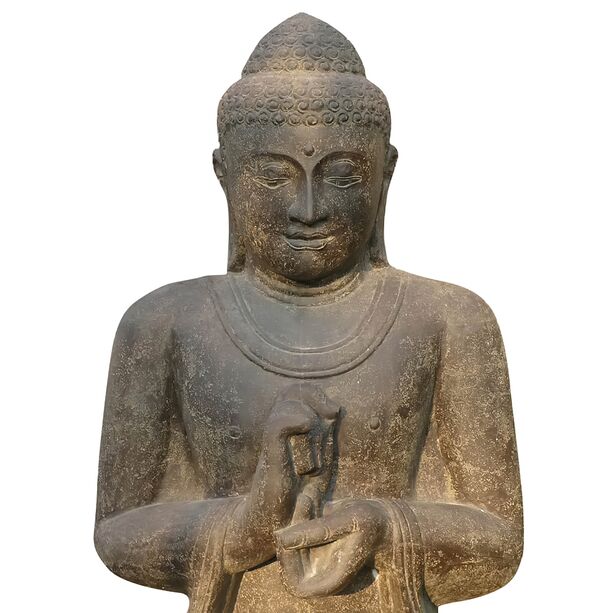 Groe Deko Buddha Figur aus Steinguss - Rad der Lehre - Shanti