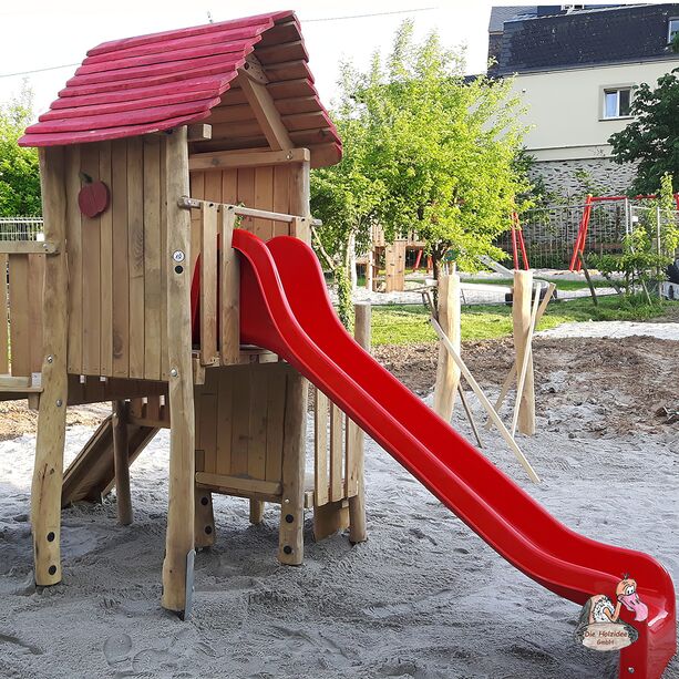 Holz Spielhaus mit Treppe und Rutsche zum Spielen fr Kinder - Stelzenhaus Astrid