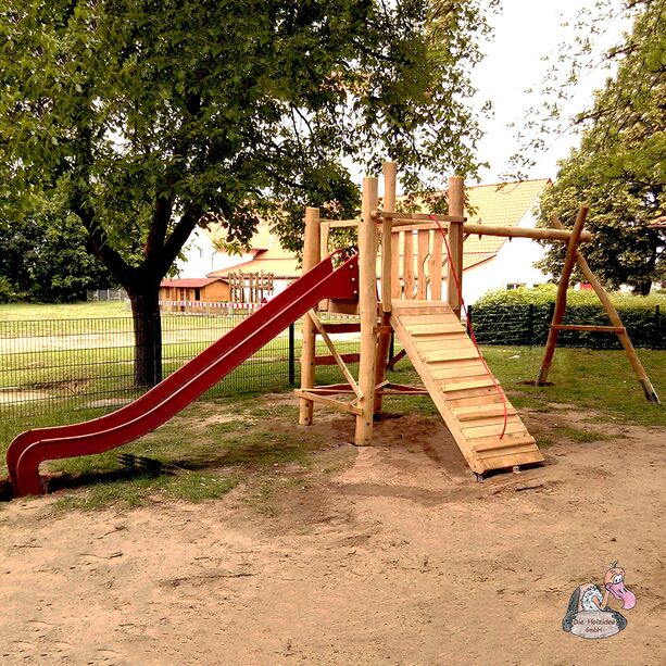 Holzklettergerst mit Rutsche und Doppelschaukel - individualisierbar - Spielplatz Kerstin